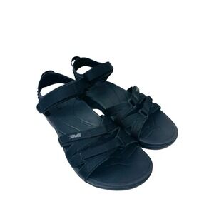 New Teva Tirra All Black Strappy Slingback Hiking Sandals Women's Size 9 FD1322E